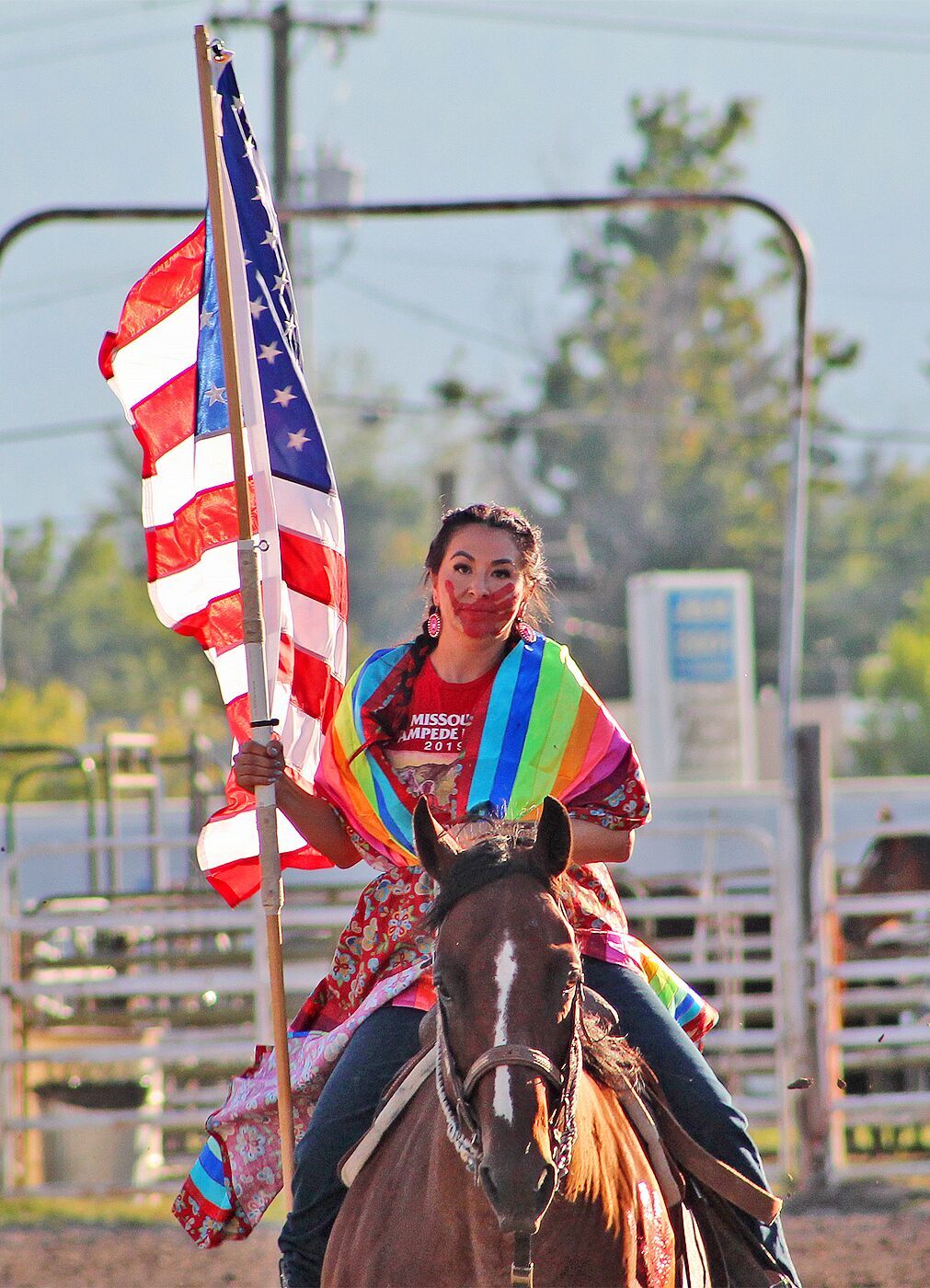 Kaina Davis present the American Flag
